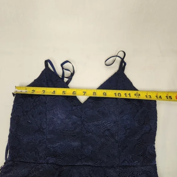 Papya Elegant Navy Lace Dress. Lined. Size M Baby Doll. - Picture 8 of 8